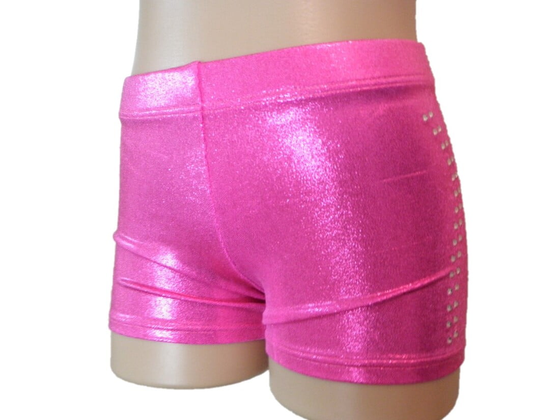pink shiny shorts