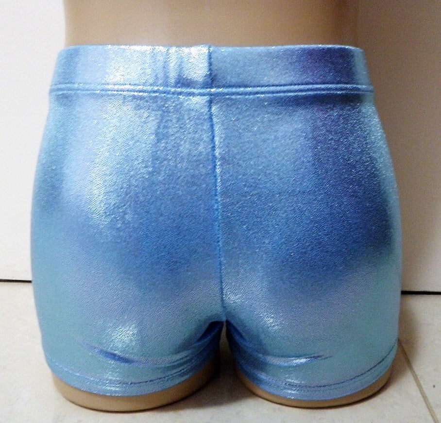 Ice Blue Shiny Foil Bike Shorts