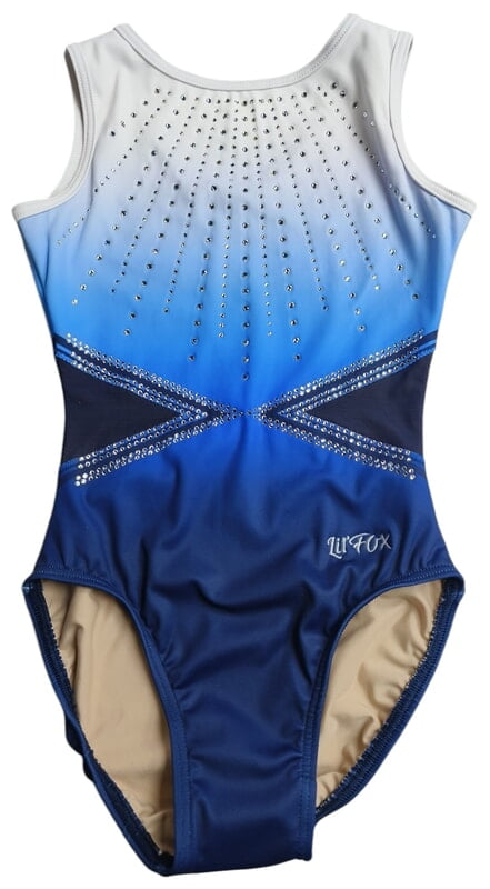 NAVY AND LIGHT BLUE OMBRE LYCRA WITH CRYSTALS - CH