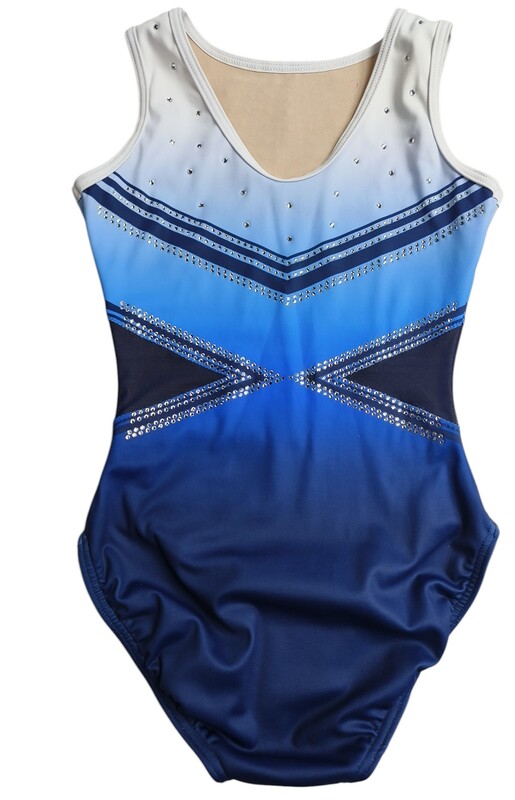 NAVY AND LIGHT BLUE OMBRE LYCRA WITH CRYSTALS - CH