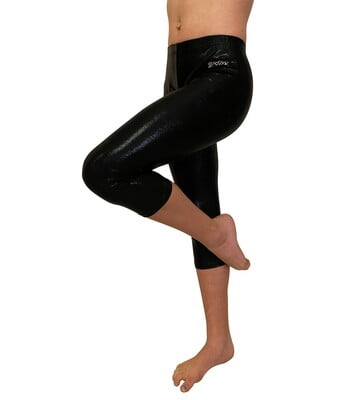 BLACK SHINY FOIL MYSTIQUE 3/4 LEGGINGS