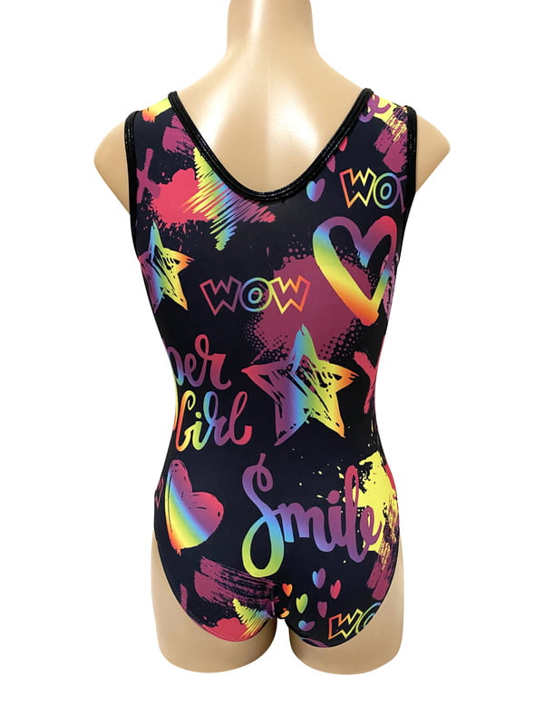 BLACK RAINBOW 'SMILE' LYCRA PRINT LEOTARD