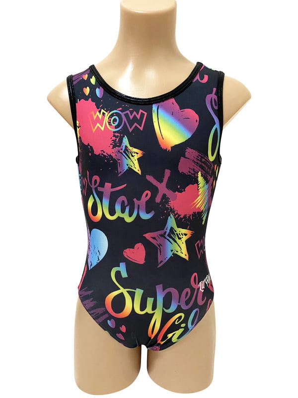 BLACK RAINBOW 'SMILE' LYCRA PRINT LEOTARD