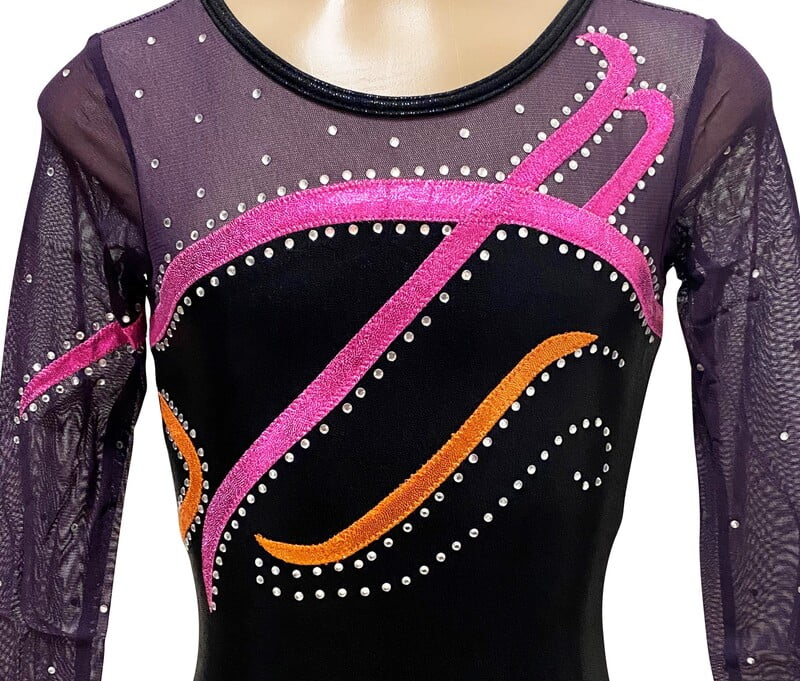 BLACK SHINY MYSTIQUE WITH PINK/ORANGE SWIRLS