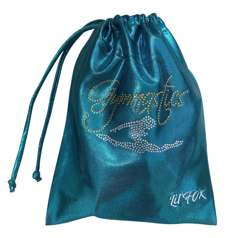 TEAL GREEN GRIP BAG WITH GOLD/SILVER CRYSTALS