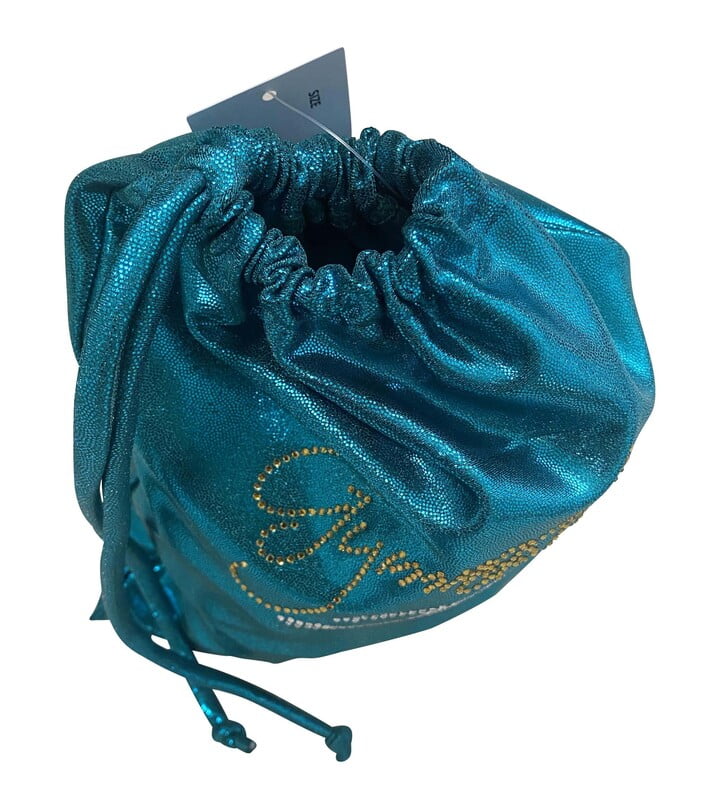 TEAL GREEN GRIP BAG WITH GOLD/SILVER CRYSTALS
