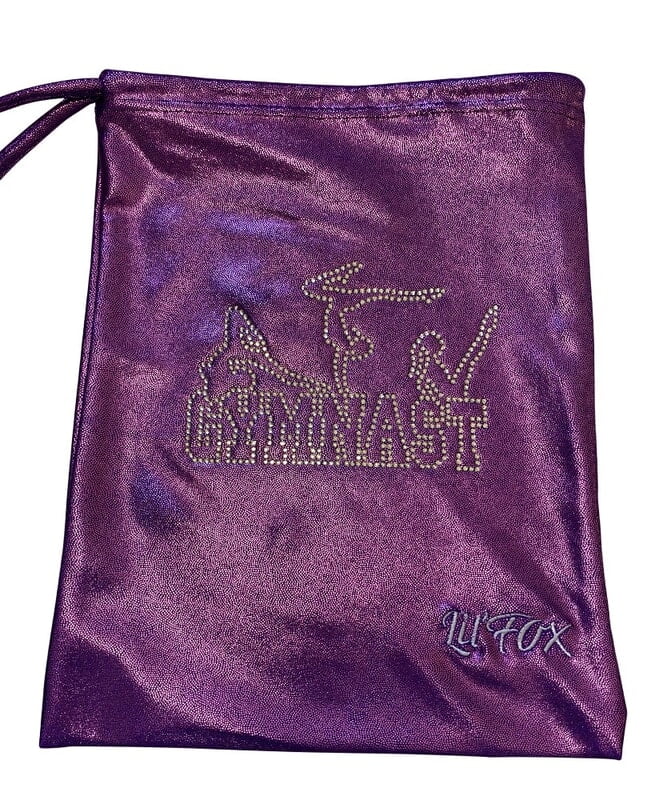 GRAPE SHINY FOIL GRIP BAG WITH RHINESTONES