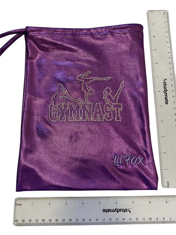 GRAPE SHINY FOIL GRIP BAG WITH RHINESTONES