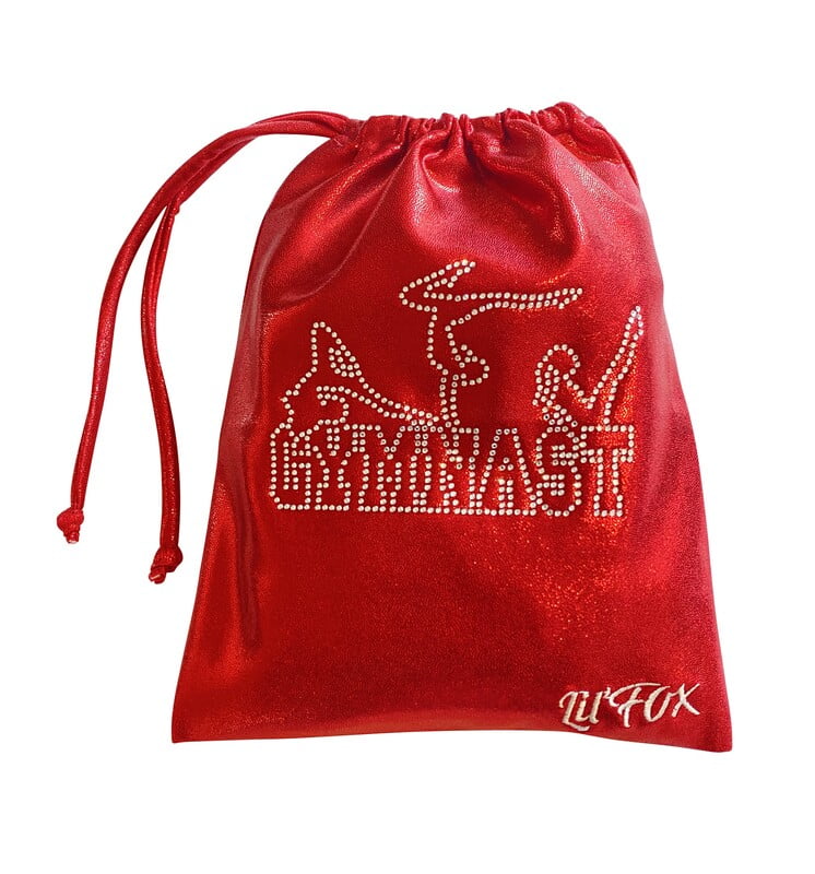 RED SHINY FOIL MYSTIQUE GRIP BAG WITH RHINESTONES
