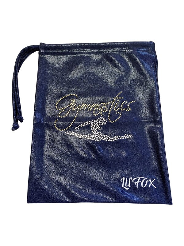 NAVY SHINY FOIL WITH GOLD STONES GRIP BAG