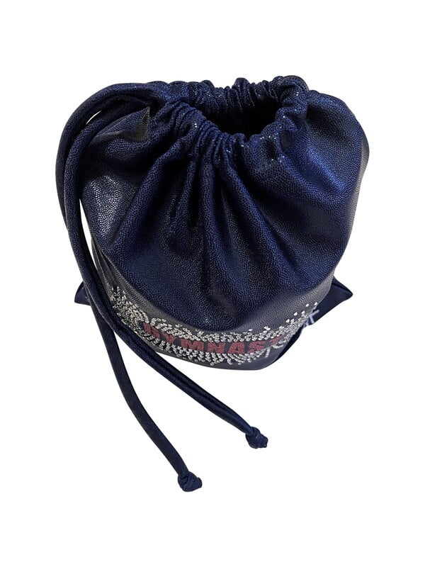 NAVY SHINY FOIL GRIP BAG WITH PINK STONES