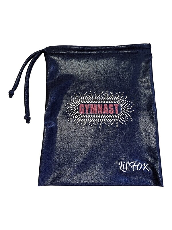 NAVY SHINY FOIL GRIP BAG WITH PINK STONES