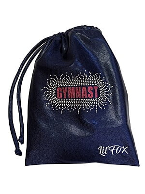 NAVY SHINY FOIL GRIP BAG WITH PINK STONES