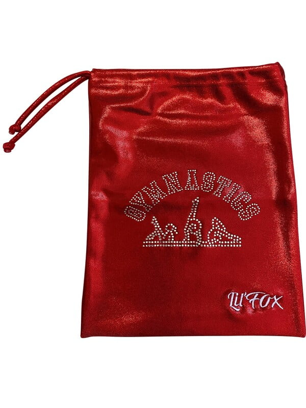 RED SHINY FOIN GRIP BAGS 'GYMNASTICS' STONES