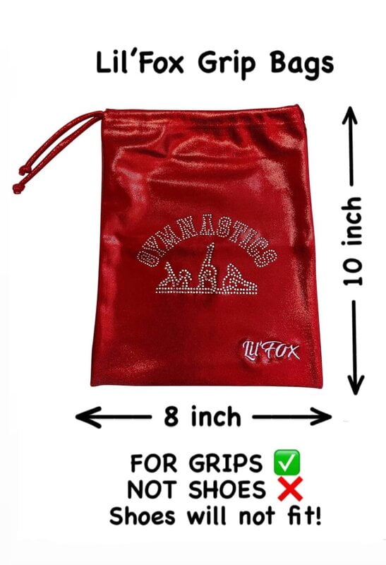 RED SHINY FOIN GRIP BAGS 'GYMNASTICS' STONES