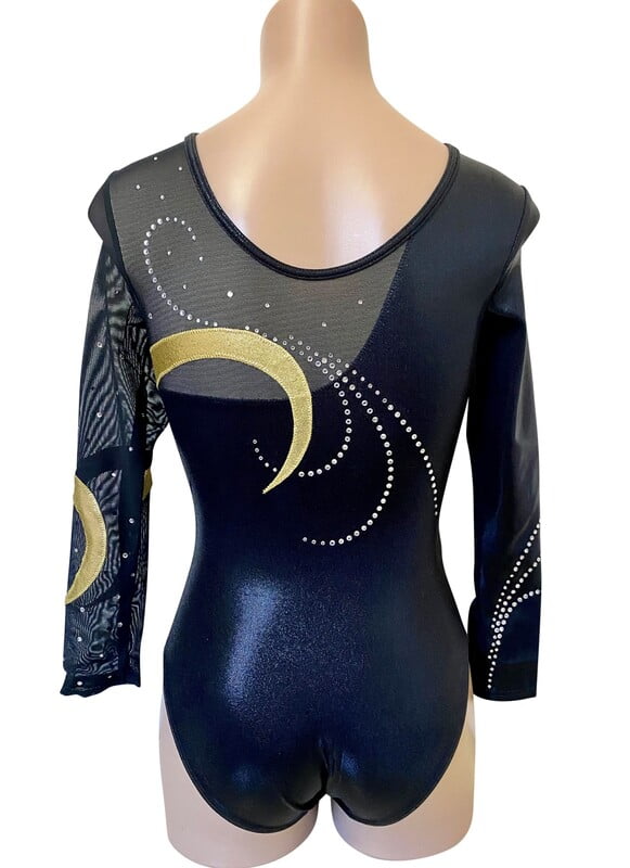 BLACK / GOLD SWIRL MYSTIQUE WITH MESH AND RHINESTONES