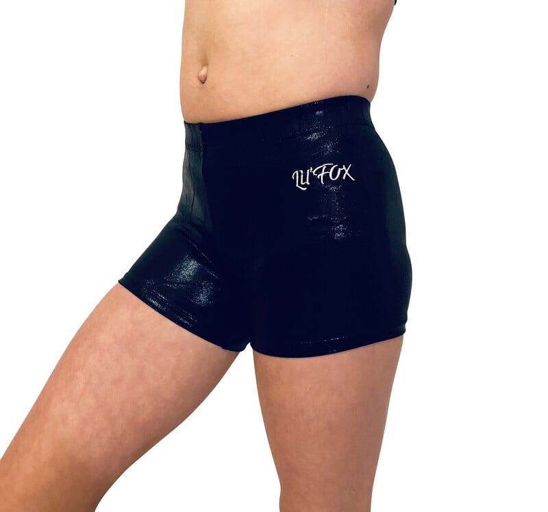 BLACK SHINY FOIL HOT PANTS