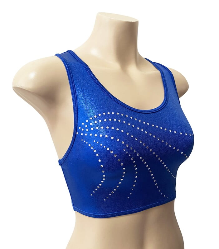 ROYAL BLUE SHINY FOIL CROP TOP