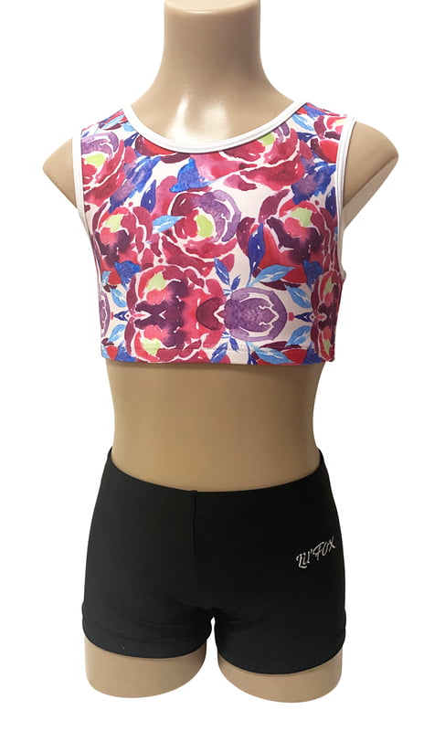 FLOWER DREAM WITH BLACK LYCRA SHORTS