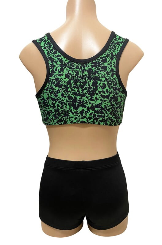 GREEN AND BLACK LYCRA CROP SET