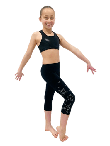 BLACK VELVET STAR LEGGINGS 3/4 Velvet Leggings with Star Rhinestones