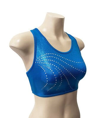 OCEAN BLUE SHINY FOIL CROP TOP