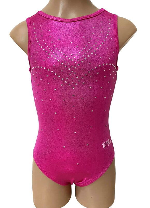 Loly pink glitz Shiny Foil Leotard Crystals Gymnastics Acrobatics Dance  high quality kids gym gear