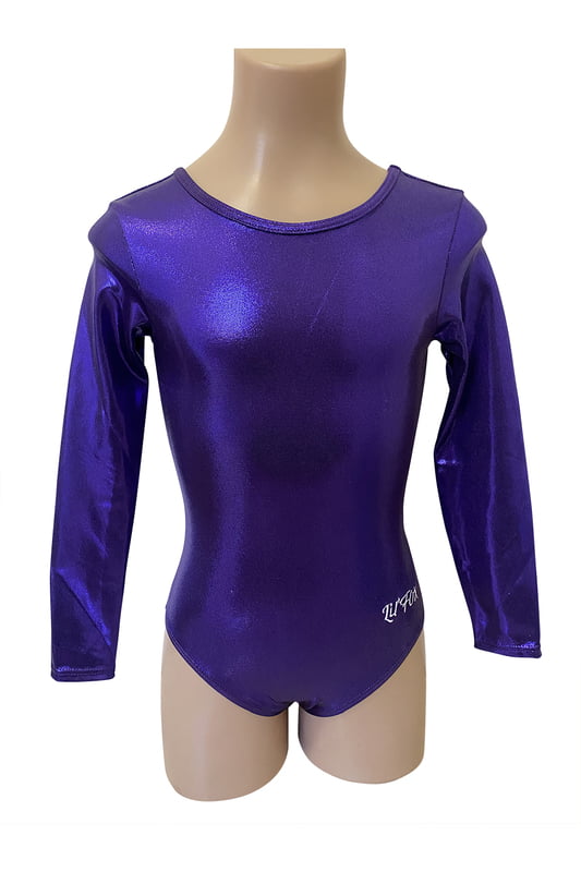 PURPLE SHINY FOIL LONG SLEEVE LEOTARD