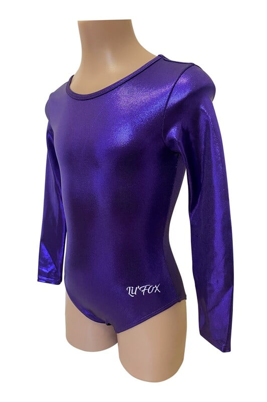 PURPLE SHINY FOIL LONG SLEEVE LEOTARD