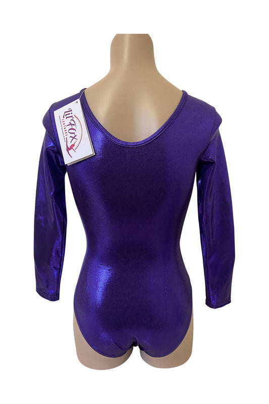 PURPLE SHINY FOIL LONG SLEEVE LEOTARD