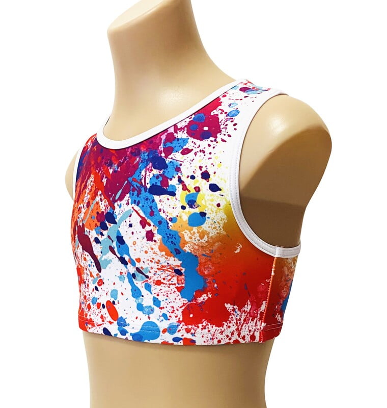 RAINBOW SPLAT LYCRA CROP TOP