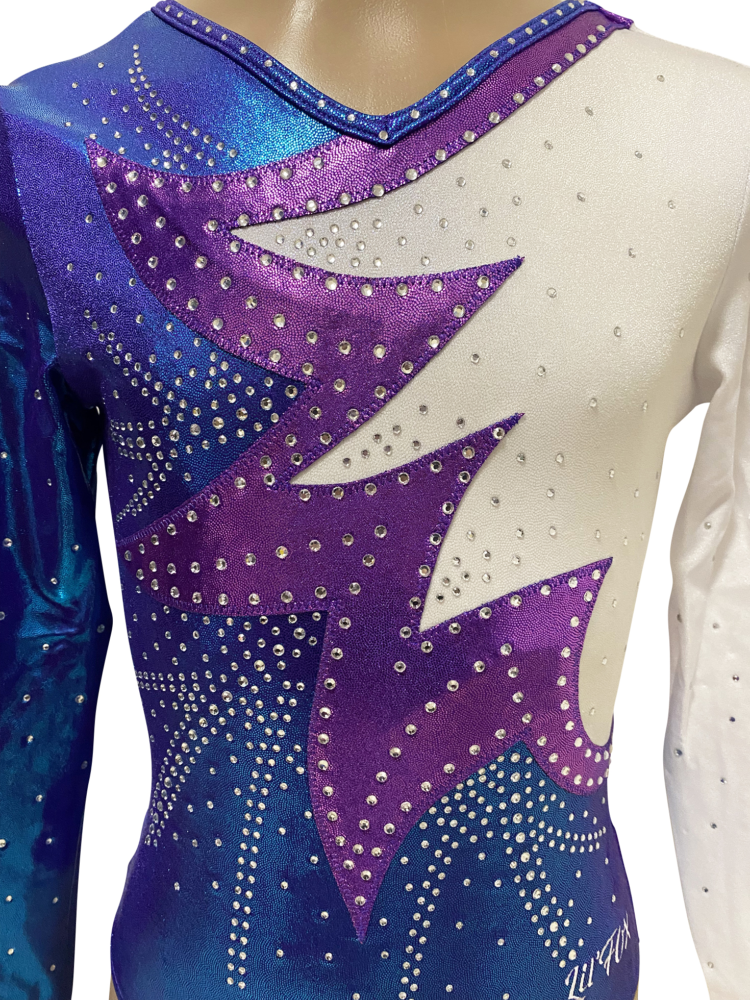 RASPBERRY BLUE, GRAPE AND WHITE LONG SLEEVE WITH STONES