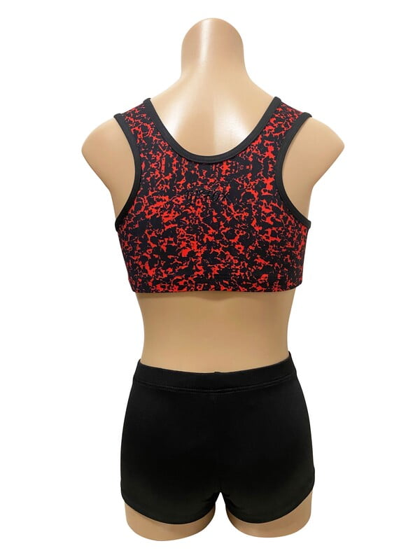 RED AND BLACK LYCRA CROP SET