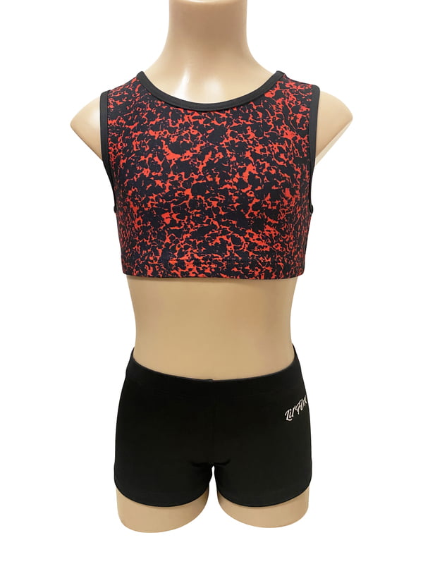 RED AND BLACK LYCRA CROP SET