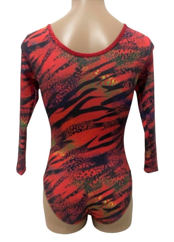 RED JUNGLE LYCRA PRINT LONG SLEEVE
