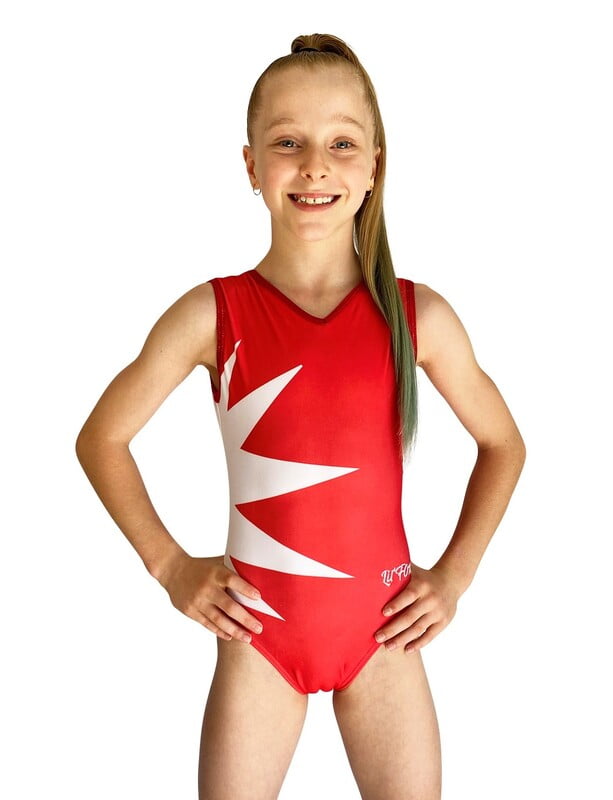 RED STAR LYCRA PRINT LEOTARD