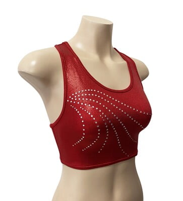 RED SHINY FOIL CROP TOP