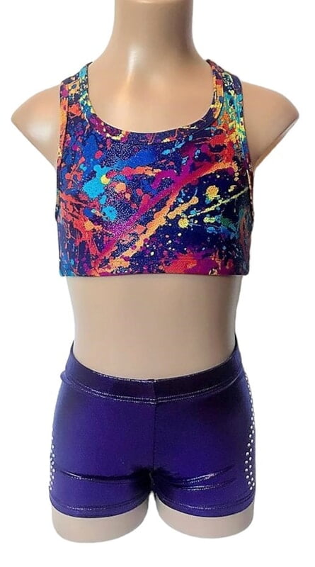 RAINBOW ABSTRACT PURPLE CROP SET