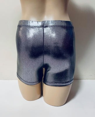 SILVER SHINY FOIL BIKE SHORTS