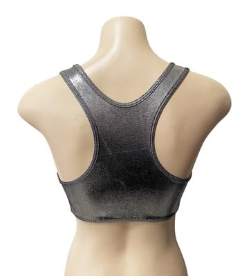 SILVER/GREY SHINY FOIL CROP TOP