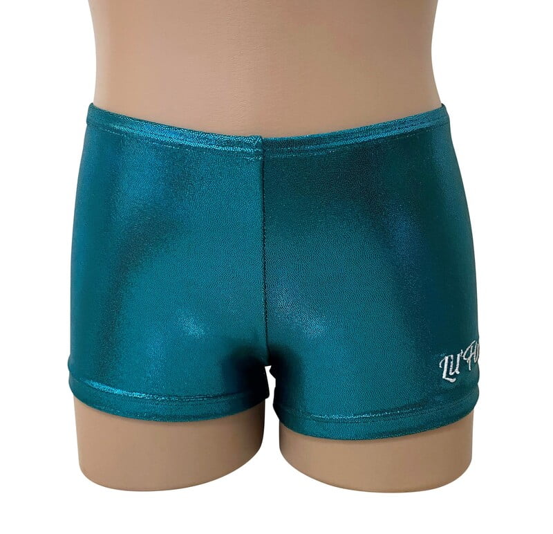 TEAL GREEN SHINY FOIL BIKE SHORTS