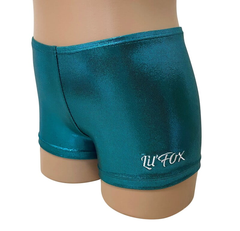 TEAL GREEN SHINY FOIL BIKE SHORTS