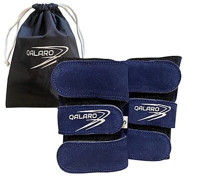 QALARO - NAVY SUEDE WRIST SUPPORTS (pair)